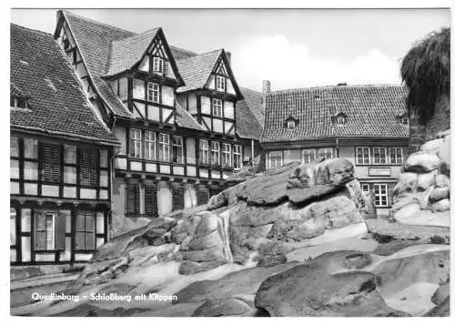 AK, Quedlinburg, Schloßberg mit Klippen, 1976