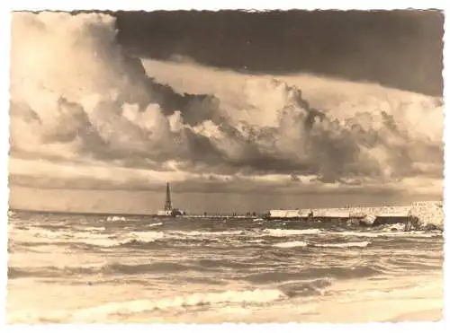 AK, Rostock - Warnemünde, Mole, 1959, Echtfoto, Handabzug