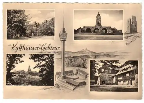 AK, Kyffhäuser - Gebirge, vier Fotos und Zeichnungen, gestaltet, 1961