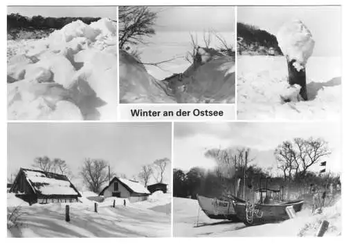 AK, Winter an der Ostsee, fünf Abb., u.a. Fischerboote, 1983