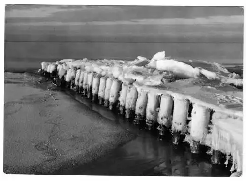 AK, Winter an der Ostsee, eisbedeckte Buhnen, 1972