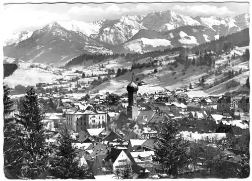 AK, Immenstadt Allgäu, winterliche Teilansicht, 1975