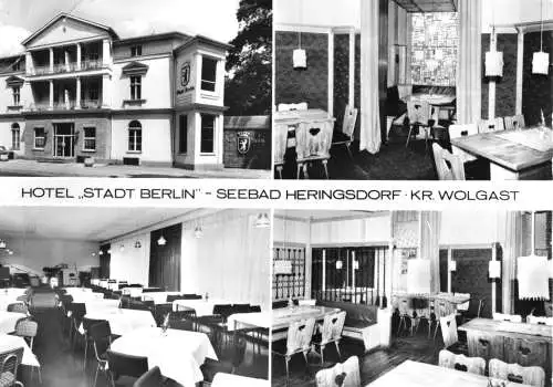 Ansichtskarte, Seebad Heringsdorf auf Usedom, Hotel "Stadt Berlin", vier Abb., 1980