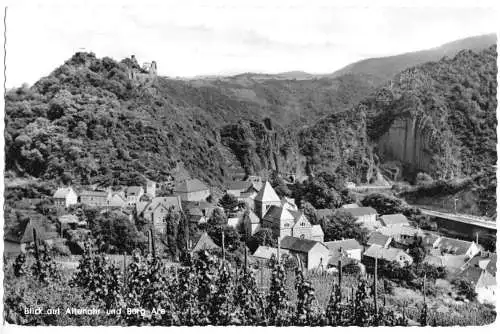 AK, Altenahr, Teilansicht mit Blick zur Burg Are, 1959