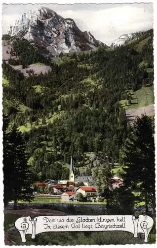 Ansichtskarte, Bayrischzell, Ortslage mit Wendelstein, 1957