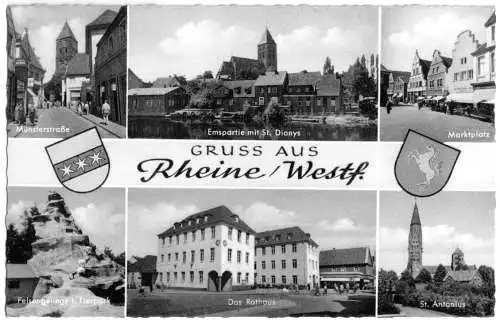 Ansichtskarte, Rheine Westf., sechs Abb., 1959