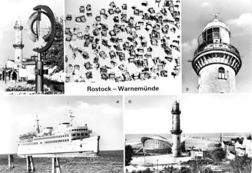 Ansichtskarte, Rostock Warnemünde, fünf Abb., 1982
