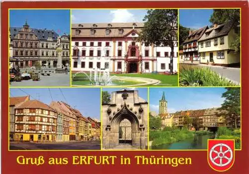 AK, Erfurt, sechs Abb., Wappen, um 1995