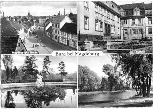 AK, Burg bei Magdeburg, vier Abb., 1963