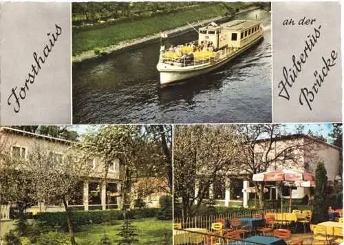 AK, Berlin Wannsee, Forsthaus an der Hubertusbrücke, drei Abb., gestaltet, 1970