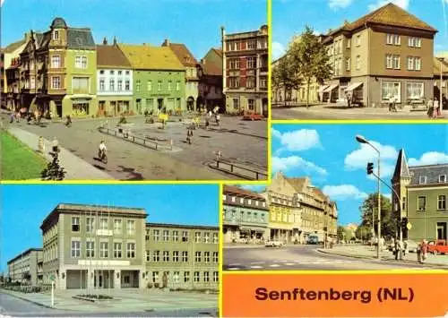 AK, Senftenberg NL., vier Abb., u.a. Bahnhofstr., 1979