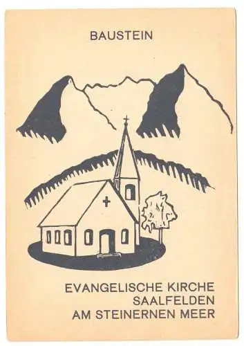 AK, Saalfelden am Steinernen Meer, Baustein für Ev. Kirche, um 1959