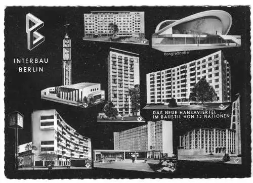 AK, Berlin Tiergarten, Interbau Berlin, acht Abb., um 1958