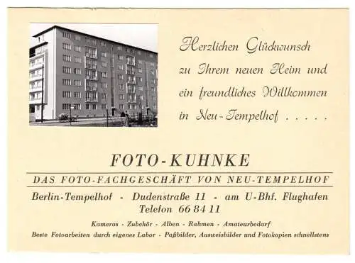 AK, Berlin Tempelhof, Neu-Tempelhof, Neubau um 1960, Werbekarte