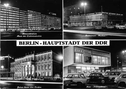 AK, Berlin - Hauptstadt der DDR, vier Nachtaufnahmen, 1972