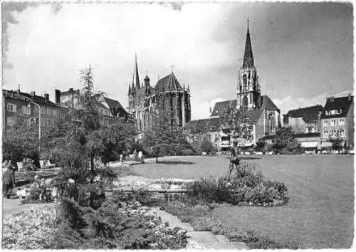 AK, Aachen, Elisengarten und Dom, 1962