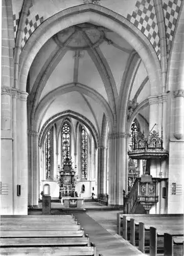 AK, Lemgo, Ev.-luth. St. Nikolaikirche, Innenansicht mit Kanzel und Altar, 1971