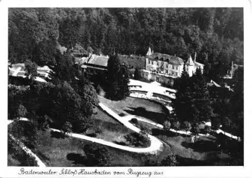 AK, Badenweiler, Schloß Hausbaden, Luftbildansicht, 1952