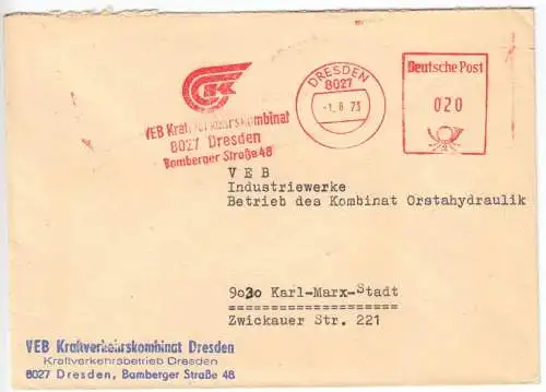 AFS, VEB Kraftverkehrskombinat, 8027 Dresden, o  Dresden, 8027, 1.8.73