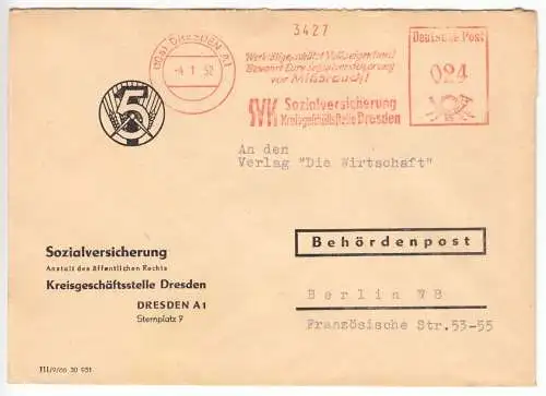 AFS, SVK, Kreisgeschäftsstelle Dresden, o (10a) Dresden A1, 4.1.52