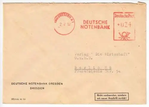 AFS, Deutsche Notenbank, o (10a) Dresden A 1, 2.2.52