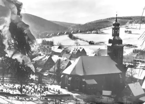 AK, Geising Osterzgeb., Kirche, Winteransicht, 1975