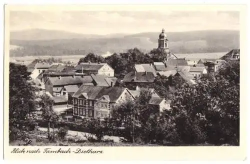 AK, Tambach-Dietharz, Teilansicht mit Kirche, 1953