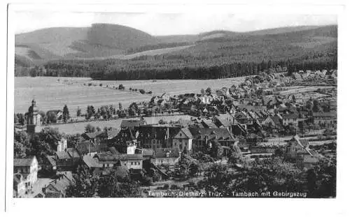AK, Tambach-Dietharz, Ortsteil Tambach mit Gebirgszug, um 1950