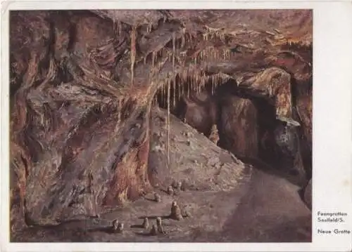 AK, Saalfeld Saale, Feengrotten, Neue Grotte, Künstlerkarte um 1951