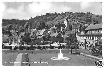 AK, Bad Orb, Bahnhofsplatz m. Molkenberg, ca. 1959