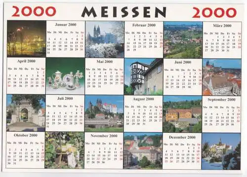 Ansichtskarte, Meissen, 12 Abb. und Kalendarium für das Jahr 2000, 1999