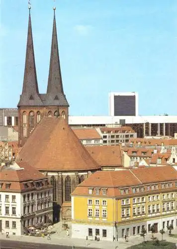 AK, Berlin Mitte, Nikolaiviertel mit Nikolaikirche, Version 1, 1989