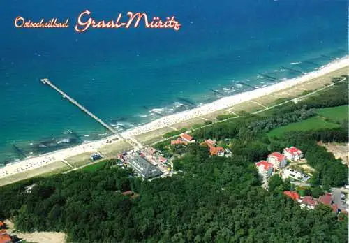 AK, Ostseeheilbad Graal-Müritz, Luftbild, Strand mit Seebrücke, um 2000