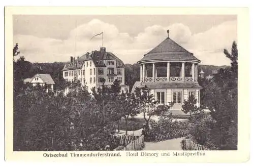 AK, Timmendorferstrand (Ostsee), Hotel Démory und Musikpavillion, um 1925