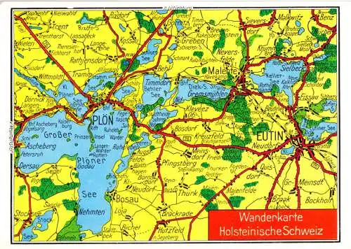 AK, Malente-Gremsmühlen, Wanderkarte Holsteinische Schweiz, um 1985