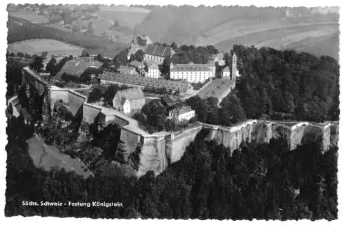 AK, Königstein Sächs. Schweiz, Festung Königstein, Luftbild, 1965