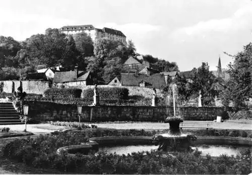 AK, Blankenburg Harz, Terrassengarten mit Blick zum Schloß, 1981