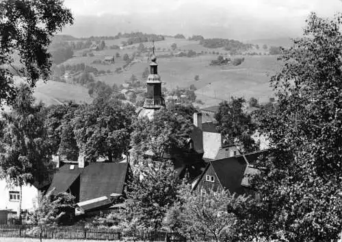 AK, Kurort Seiffen Erzgeb., Teilansicht mit Kirche, 1974