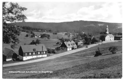 AK, Schellerhau Erzgeb., Teilansicht mit Kirche, 1964