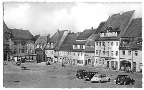 AK, Stolpen, Marktpartie mit zeitgen. KfZ, 1960