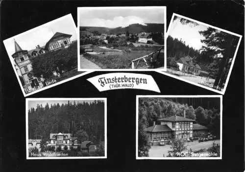 AK, Finsterbergen Thür. Wald, fünf Abb., gestaltet, 1961