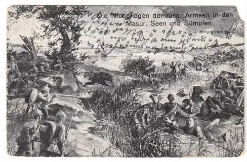 AK, Ostpreußen, Niederlage der russ. Armee in den masur. Seen und Sümpfen, 1915