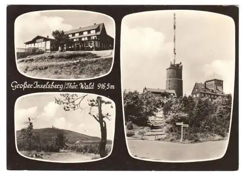 AK, Großer Inselsberg, Thür. Wald, Gipfelbebauung, drei Abb., 1966