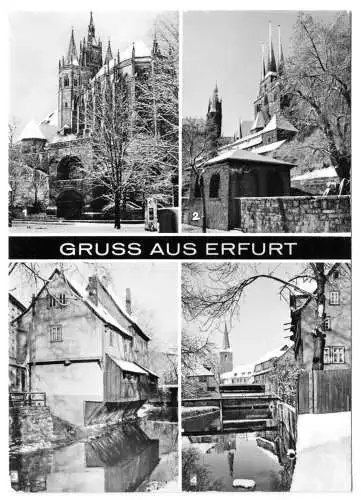 AK, Erfurt, vier winterliche Motive, 1980