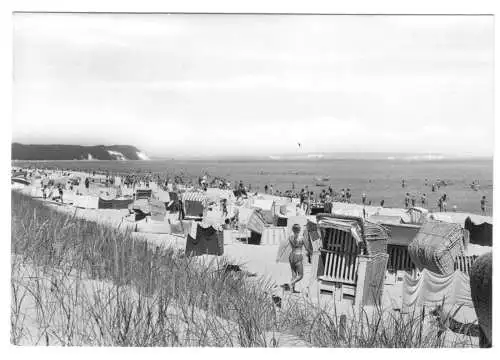 AK, Göhren Rügen, Strand am Zeltplatz, belebt, 1974