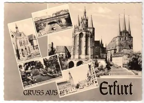 AK, Erfurt, fünf Abb., gestaltet, 1961