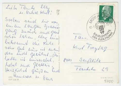 AK, Mühlhausen Thür., vier Abb., gestaltet, 1971, sauberer SSt-Abschlag