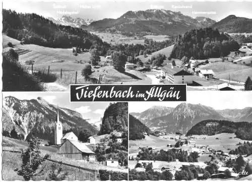 AK, Tiefenbach im Allgäu, drei Abb., 1968