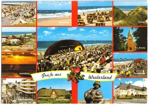 AK, Westerland auf Sylt, 13 Abb., gestaltet, 1988