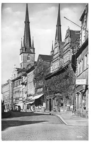 AK, Saalfeld Saale, Saalstr. mit Stadtapotheke, 1959